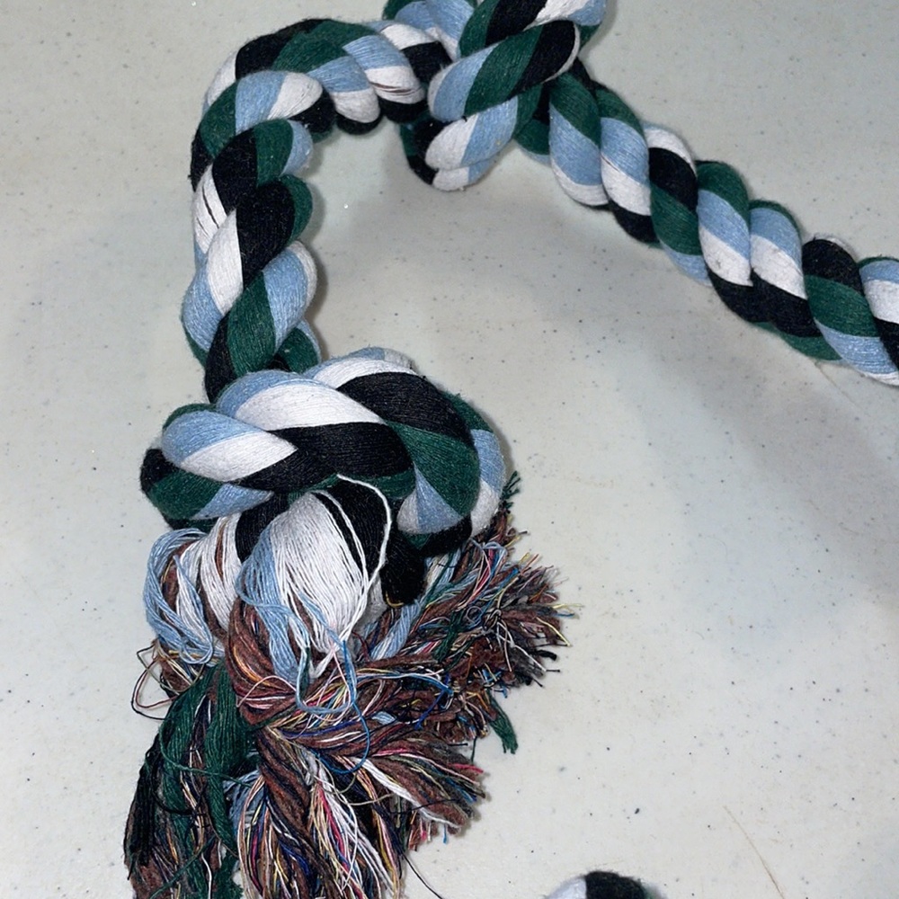 🎉HP🎉NWOT Large Dog 5 Knot Rope Toy Blue & Green - Picture 2 of 3